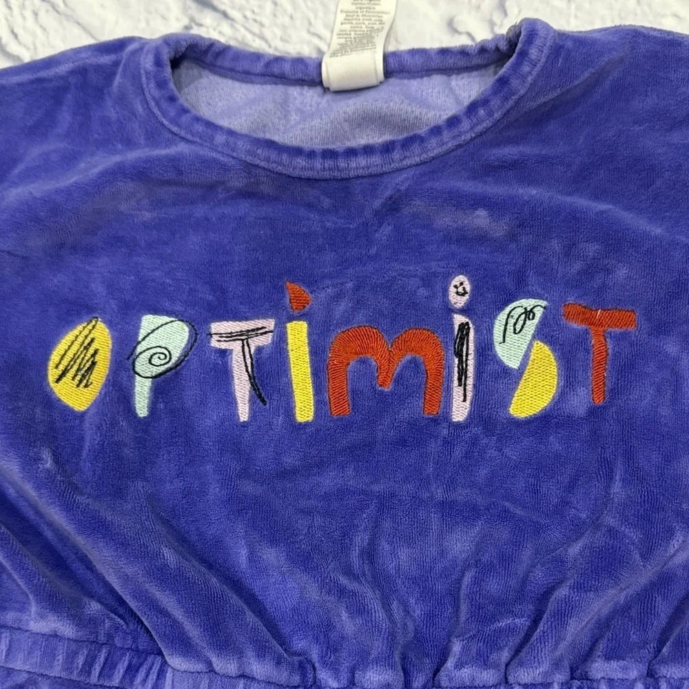 Vibrant Purple Kids Casual Dress with Optimist Design - Picture 2 of 4